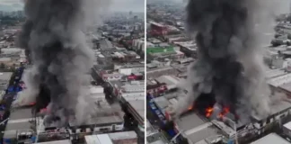 Dron de Meganoticias capta impresionante columna de humo en incendio en barrio Meiggs.