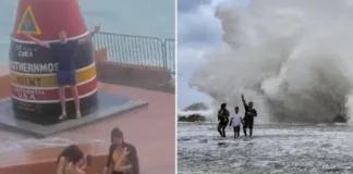 Turistas ignoran advertencias y disfrutan de la playa en Florida durante Huracán Milton.