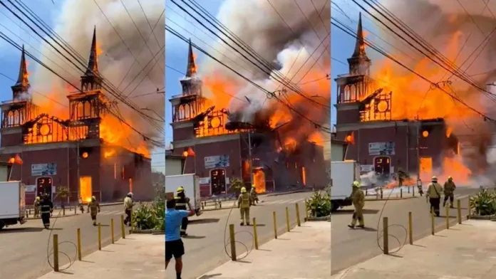 Incendio arrasa la histórica Iglesia de San Francisco en Iquique