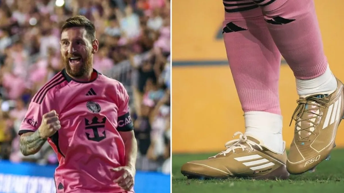 Messi presenta sus nuevos zapatos Adidas diseñados con Bad Bunny en un partido histórico