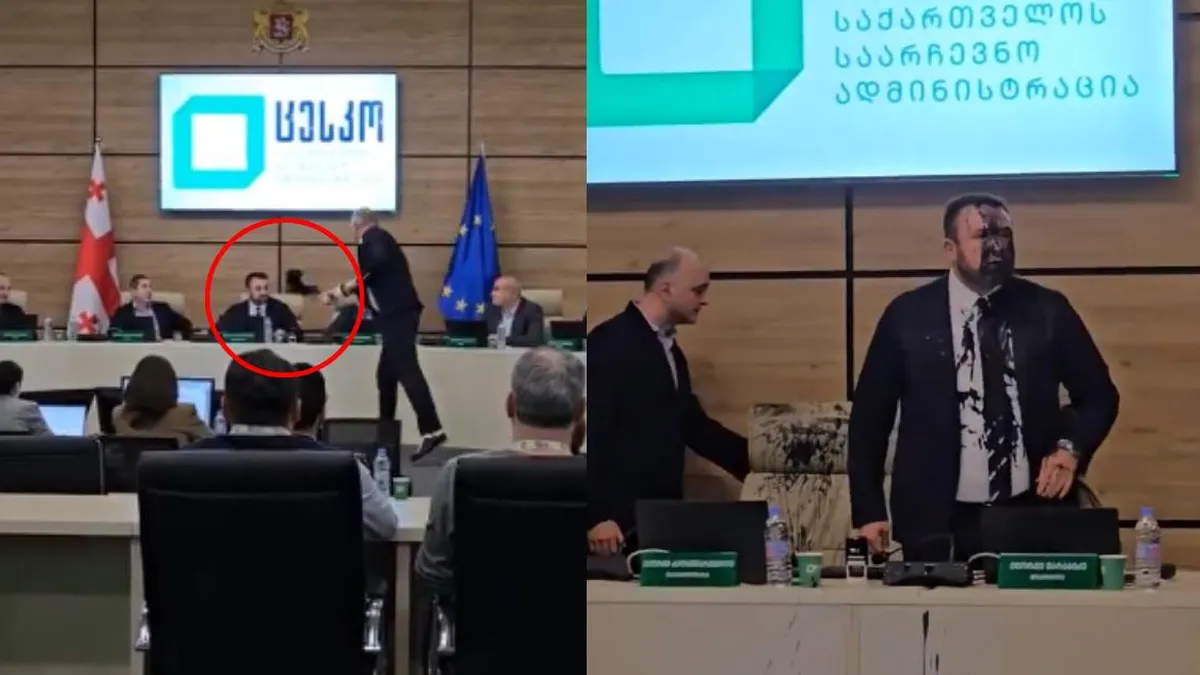 Incidente en Georgia: jefe electoral cubierto de tinta durante polémica sesión de resultados