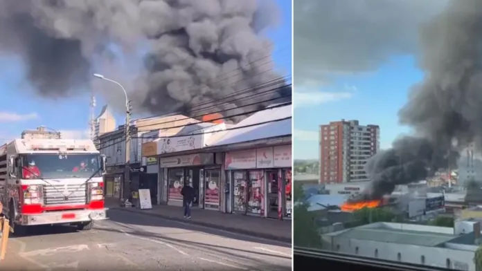 Incendio arrasa un local en Temuco