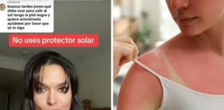 La dermatóloga alerta sobre los riesgos de no usar protector solar en redes sociales.