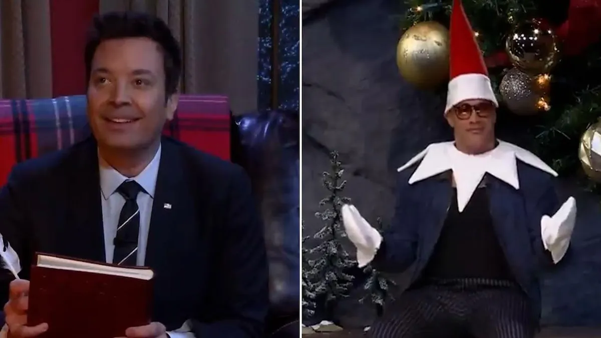 Dwayne Johnson, el único elfo que levanta 226 kilos, brilla en The Tonight Show con Fallon