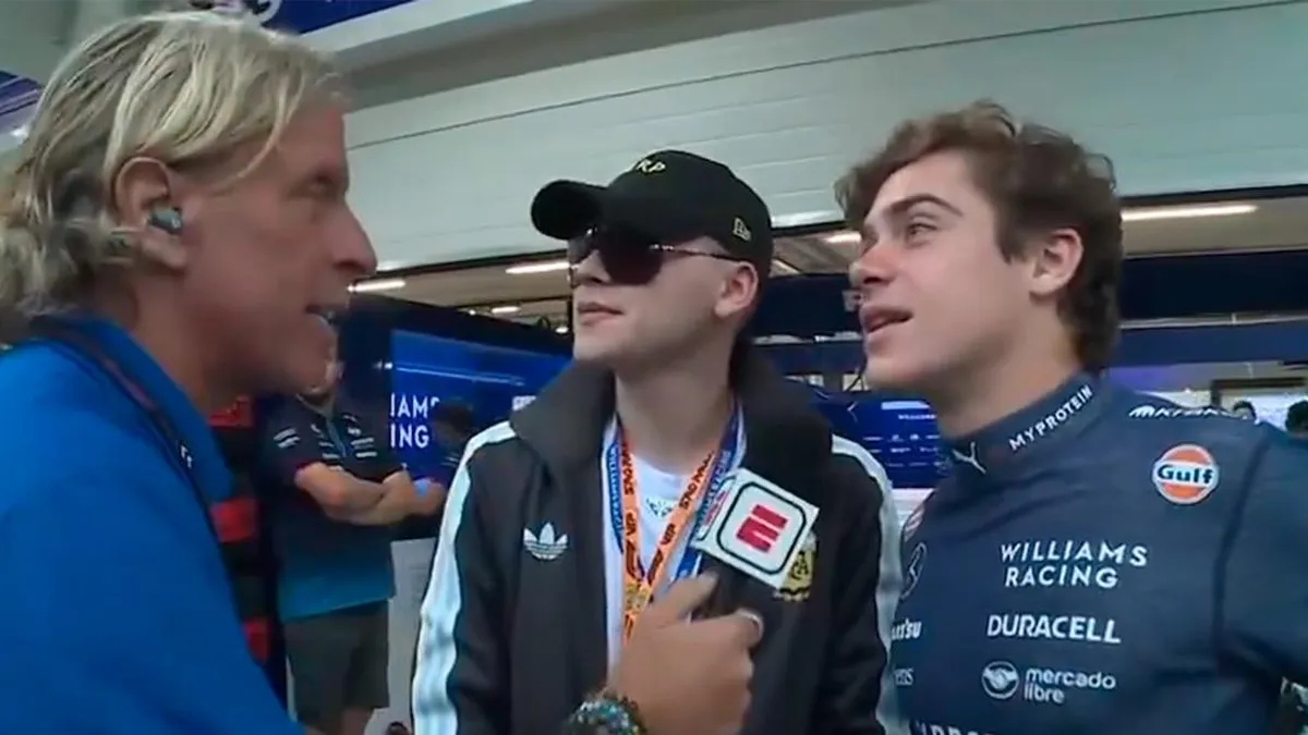 Franco Colapinto y Bizarrap animan a los fanáticos argentinos en la qualy de F1.