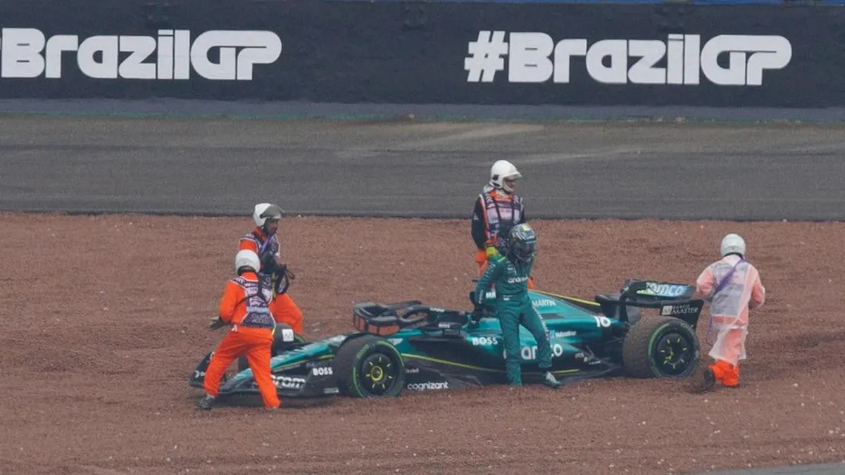 Accidente de Lance Stroll retrasa el Gran Premio de Brasil y deja al piloto fuera de carrera
