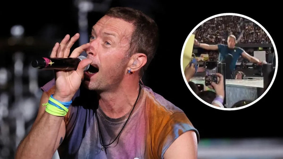 Chris Martin cae en pleno concierto de Coldplay: “Eso no estaba planeado”