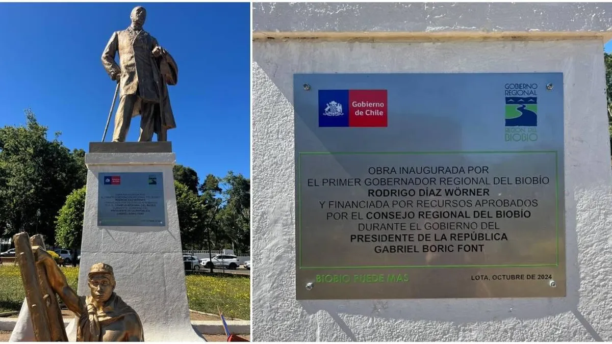 La Seremi de Cultura denuncia infracción por placa en la estatua de Matías Cousiño.