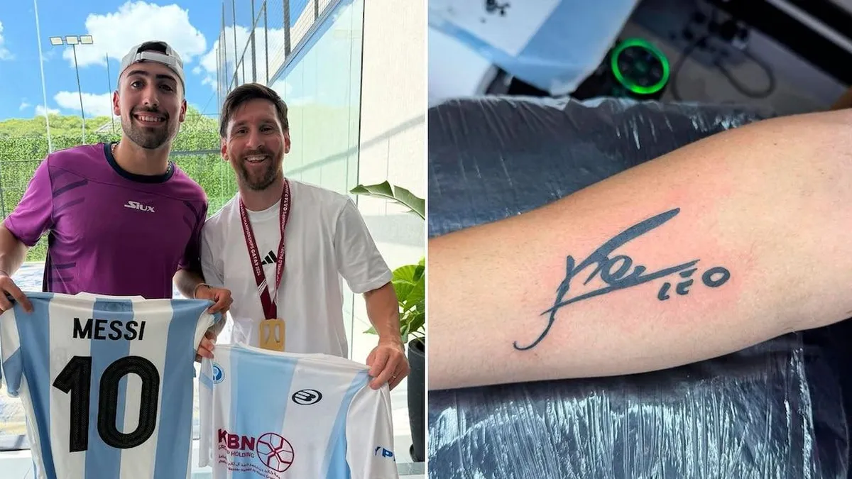 Messi y el campeón de pádel: un encuentro inolvidable marcado en la piel.
