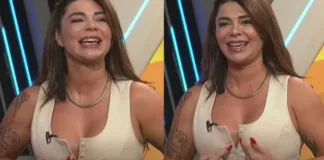 Antonella Ríos y su divertido percance con un botón en el escote.