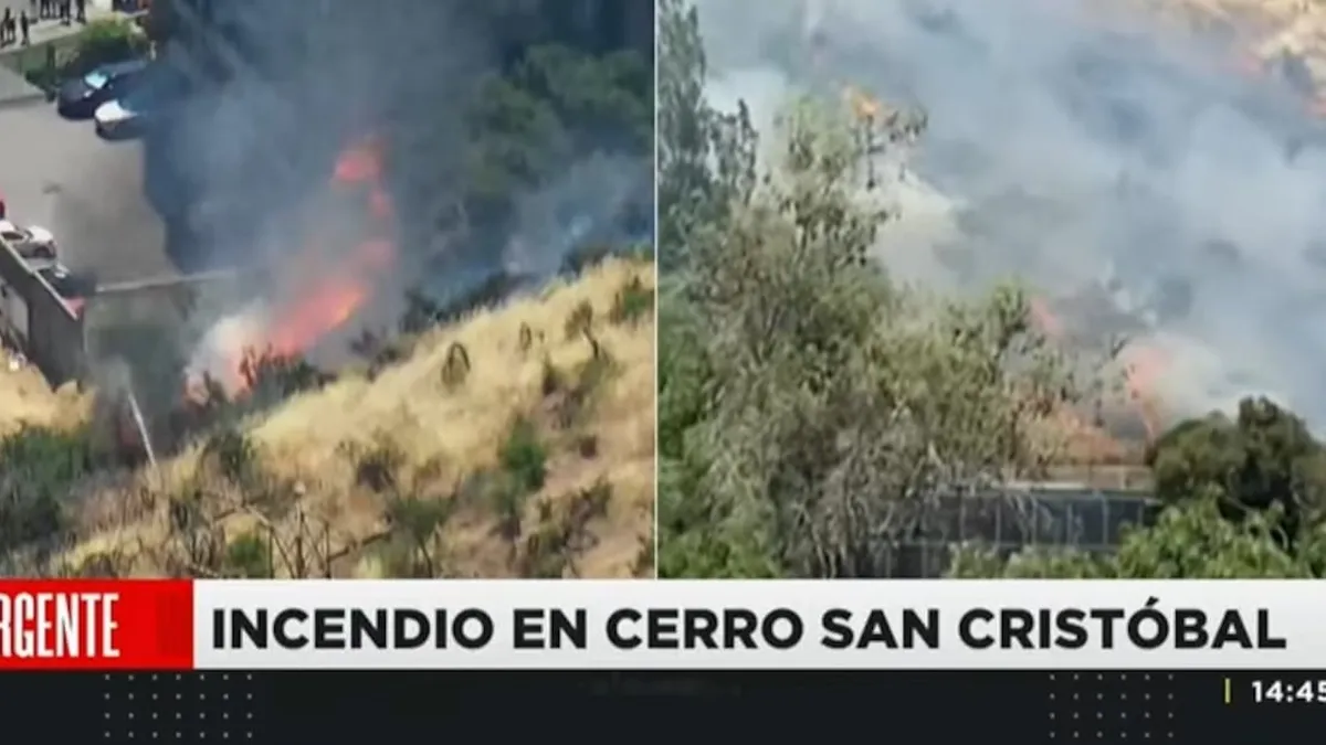 Incendio en Cerro San Cristóbal: bomberos y brigadistas luchan contra las llamas en la ladera