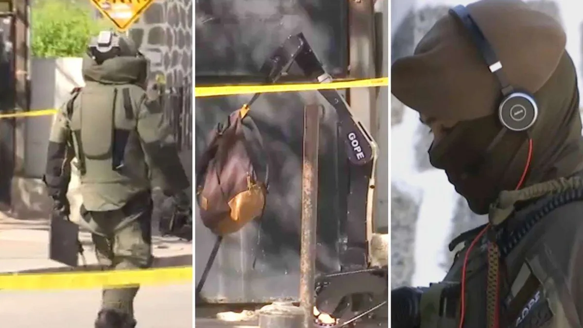 El GOPE utiliza un robot antibombas para investigar mochila sospechosa en Algarrobo.