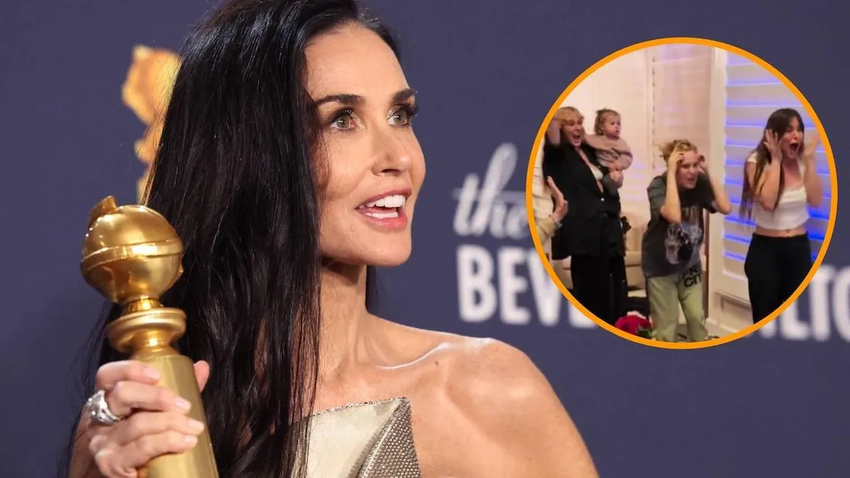 Demi Moore celebra su primer Globo de Oro: reacciones emotivas de sus hijas y familia
