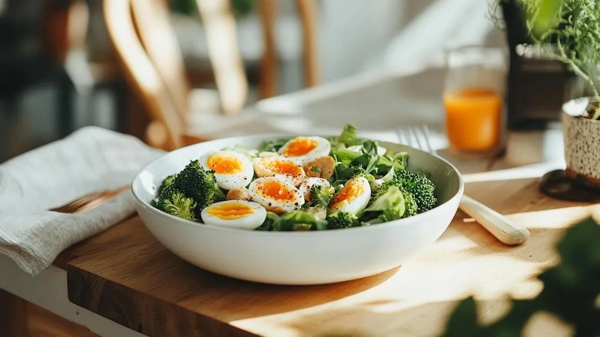Descubre la receta de ensalada de brócoli y huevo que está revolucionando las comidas saludables