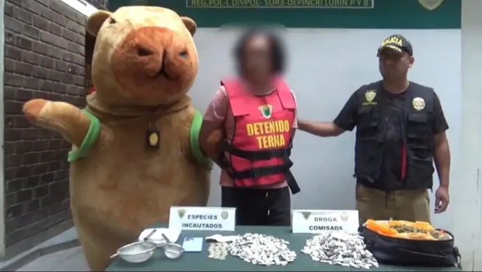 Un policía peruano captura a un narcotraficante disfrazado de 'Capibara del Amor'.