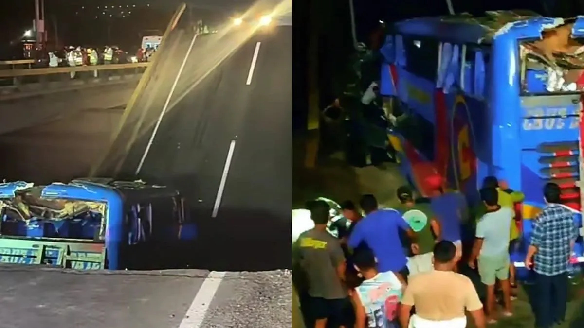 Bus interprovincial cae al río Chancay tras colapso de puente en Perú, equipos de emergencia en acción