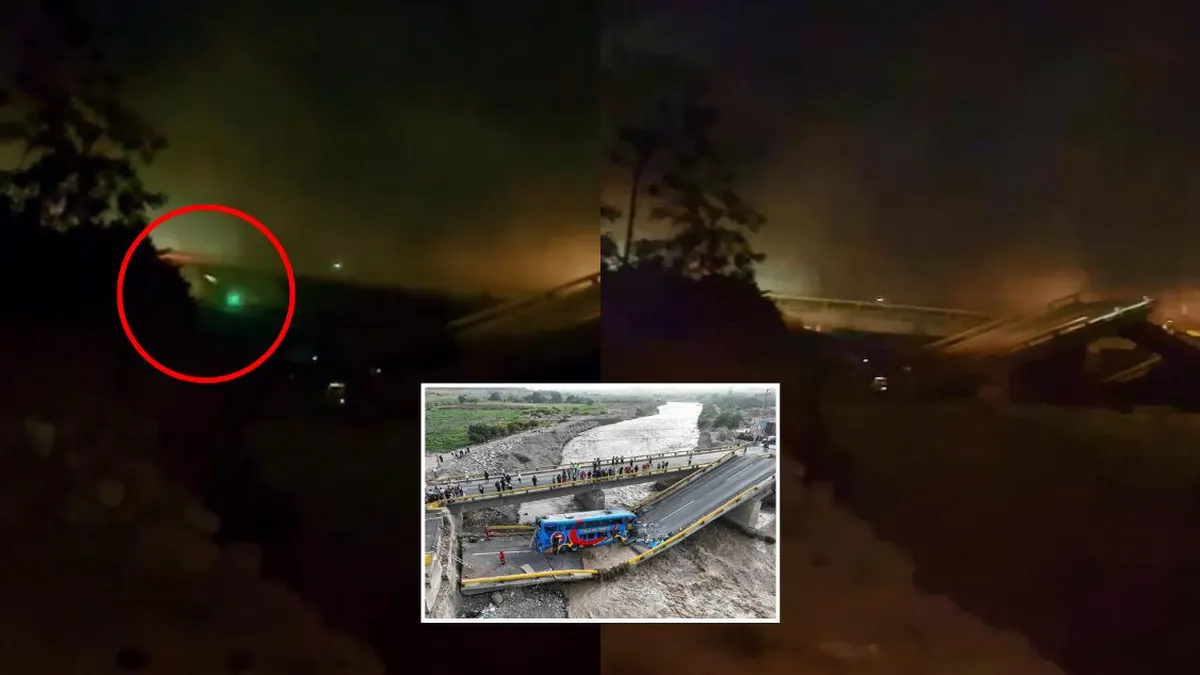 Un auto cae al río tras el colapso del puente en la ruta del megapuerto de Chancay.