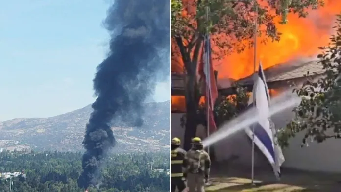 Gran incendio consume el Club de Golf La Dehesa en Lo Barnechea.