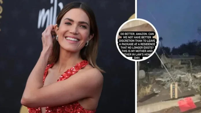 Mandy Moore critica a Amazon por dejar paquete en casa incendiada en EE.UU.