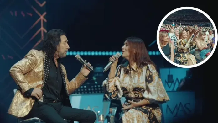 Myriam Hernández y Marco Antonio Solís: un dúo que emocionó a todos en el escenario.