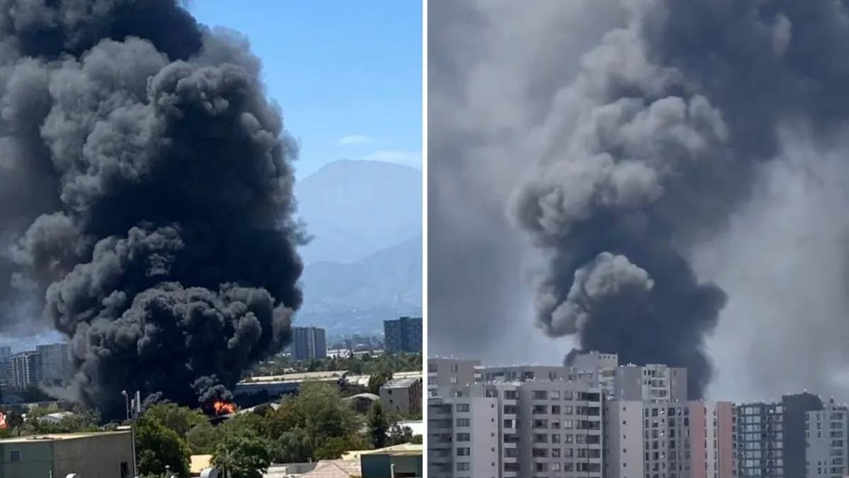 Gigantesco incendio en San Joaquín y San Miguel genera gran columna de humo y moviliza a bomberos
