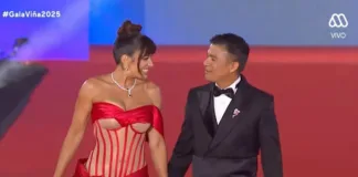 Yamila Reyna y Américo sellan su romance con un beso en la gala de Viña.