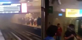 Humo en andenes de la estación Baquedano del Metro genera preocupación entre pasajeros.