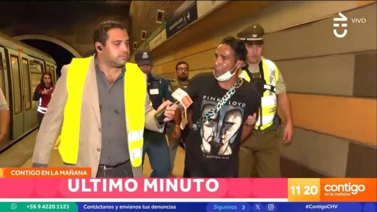 Hombre evade control de Carabineros y provoca suspensión del Metro en Santiago tras huida cinematográfica