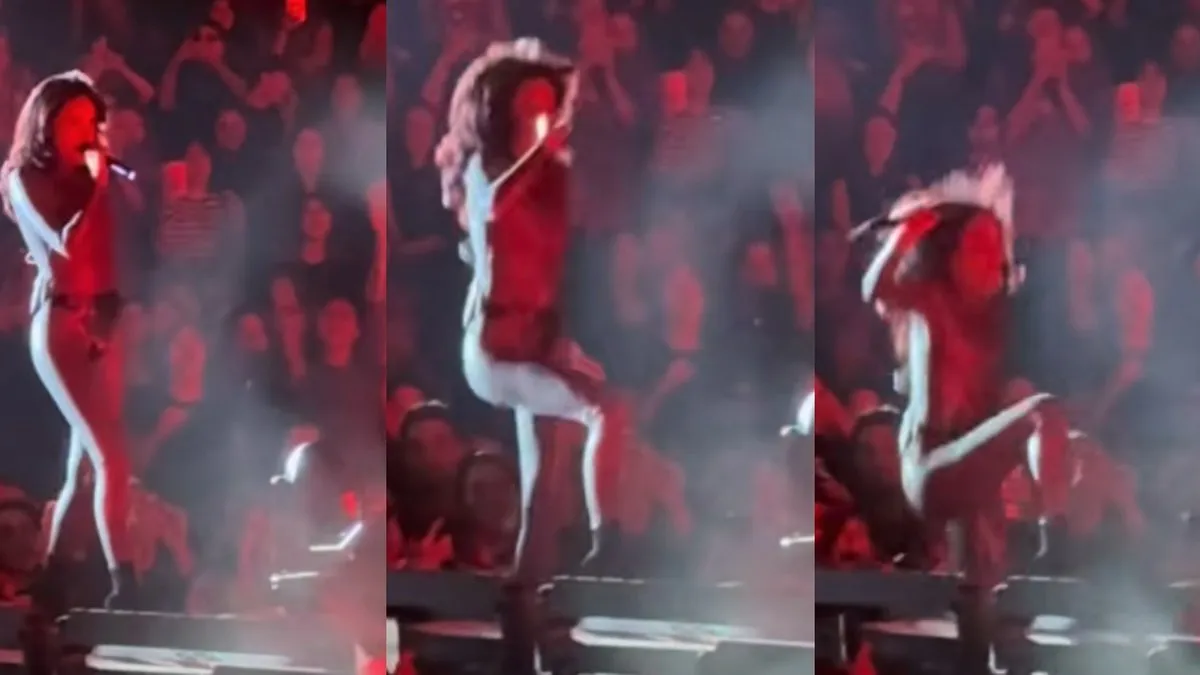 Cami se accidenta al caer del escenario durante su show en Santiago.