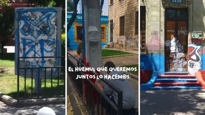 Barristas de La U vandalizan monumentos en Barrio Huemul