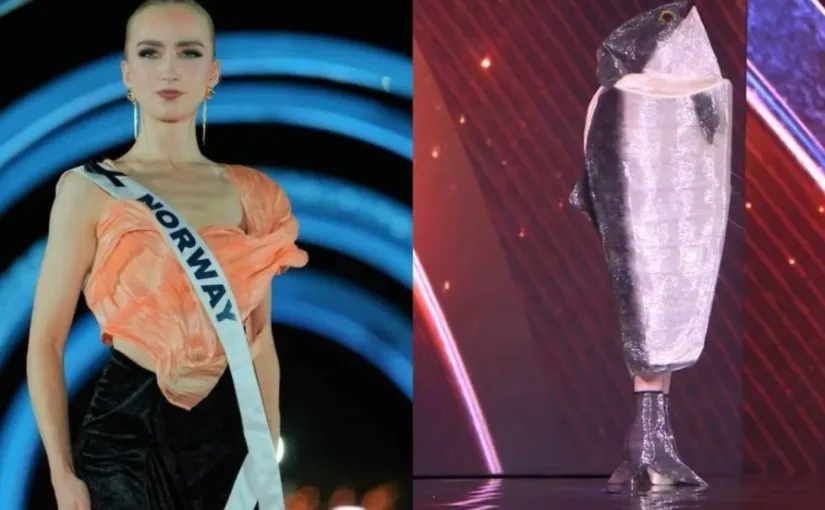 Miss Noruega habla sobre el viral traje de salmón y su significado.