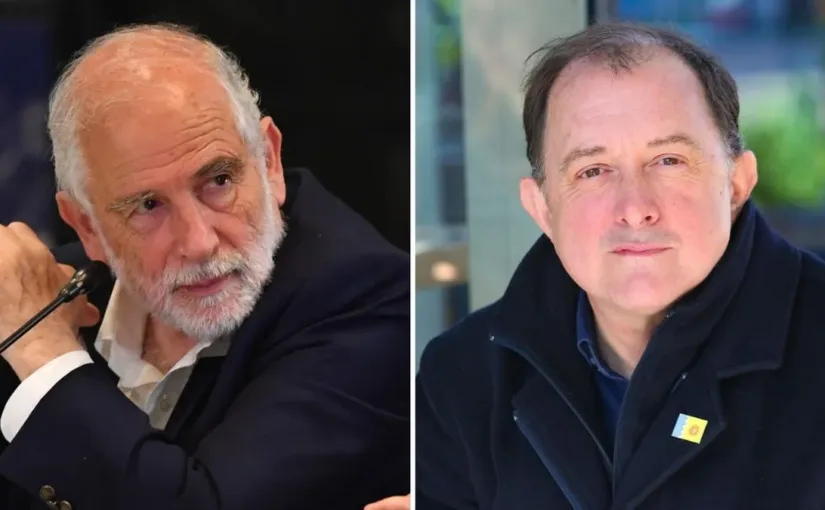 Carlos Montes e Iván Poduje analizan avances en la reconstrucción de Valparaíso.